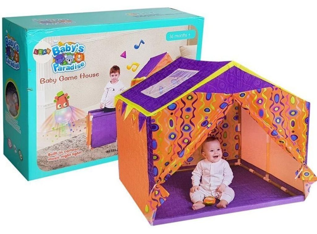 IMPORT LEANTOYS Buntes Kinderhaus-Zelt 112 cm x 110 cm x Produktbild 
