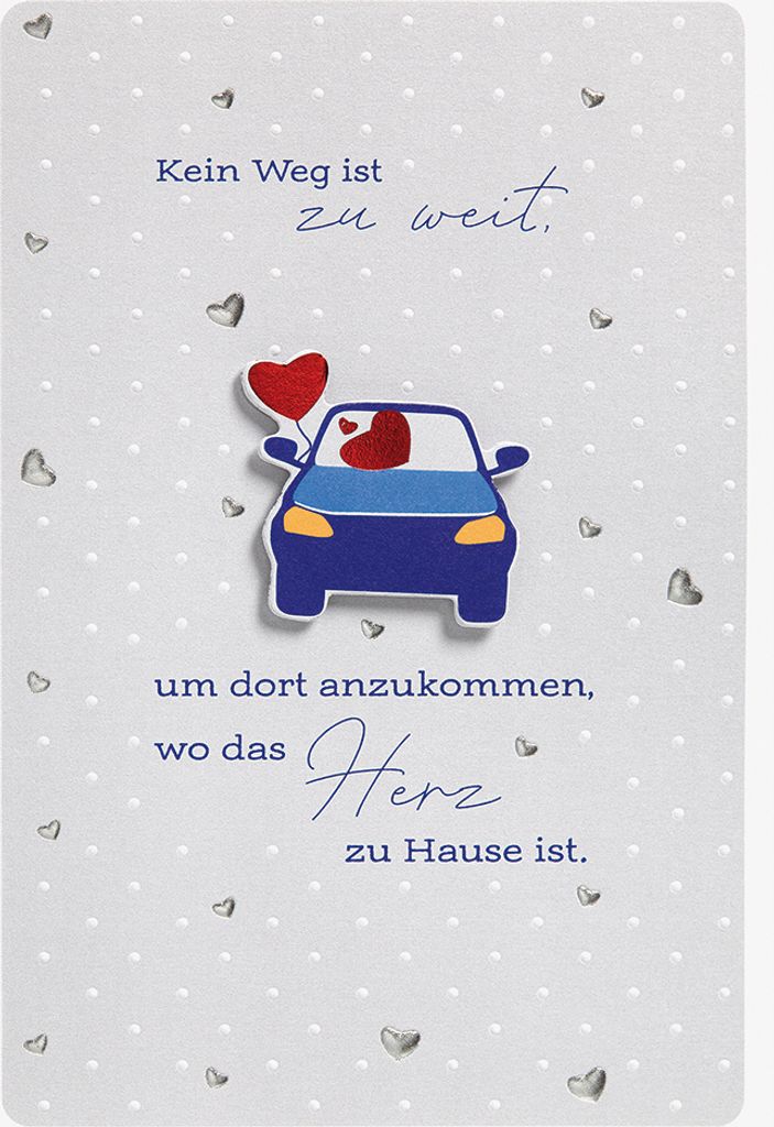 Hochzeit Karte mit Umschlag, unverpackt, Auto Herz Kein Weg ist zu weit,...