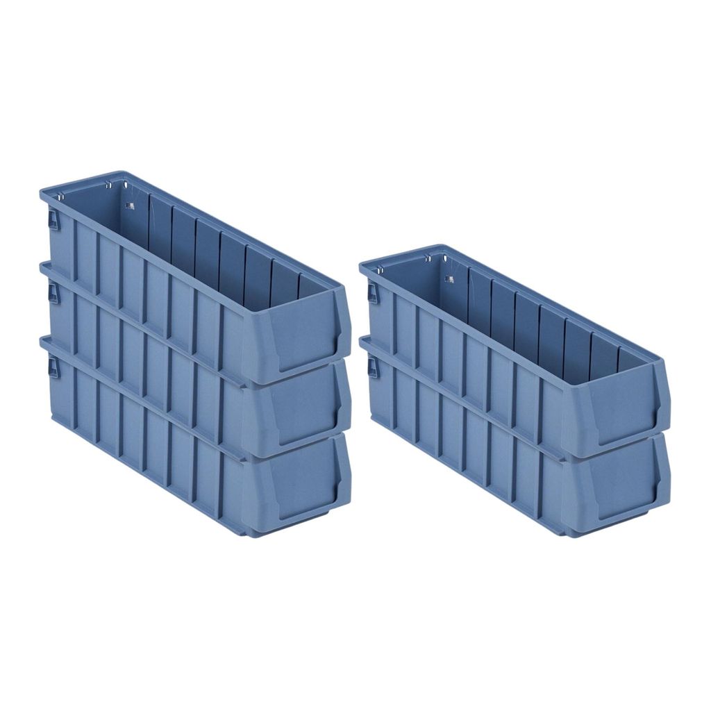 SparSet 5x Regalkasten 400 SN mit Etikett & Schutzhaube | HxBxT 9x11,7x40cm | 2,7 Liter | Sichtlagerkasten, Sortimentskasten, Sortimentsbox, Kleint...