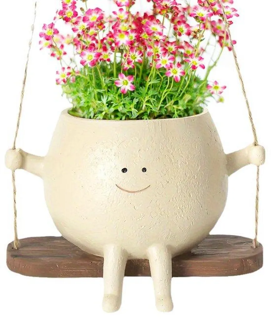 Pot de fleurs visage balancelle - Suspension créative résistante jardin