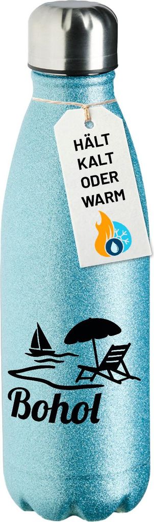 Huuraa Trinkflasche Bohol Inselmotiv Philippinen 500ml Blue Edelstahl Wasserflasche Trinkflasche Geschenkidee