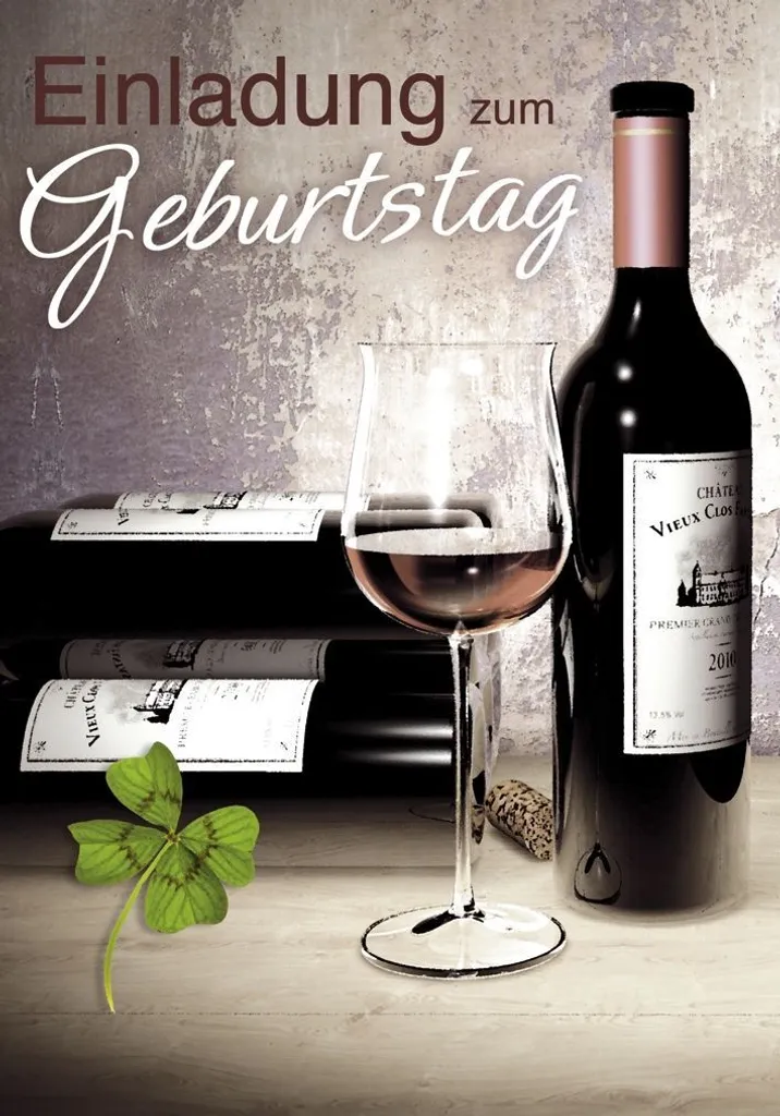 Cartes Invitation Anniversaire Komma³ 51-003 Bouteille de Vin - 5 Pièces