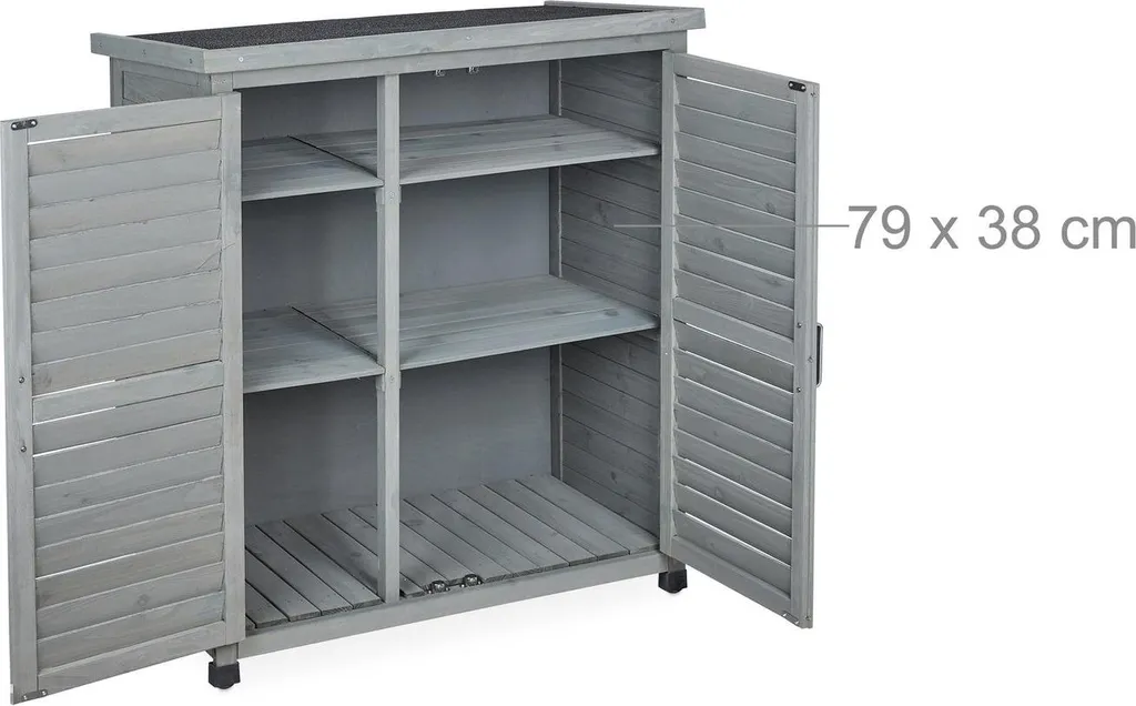 Armoire de jardin grise à 3 compartiments : Rangement extérieur idéal - 5