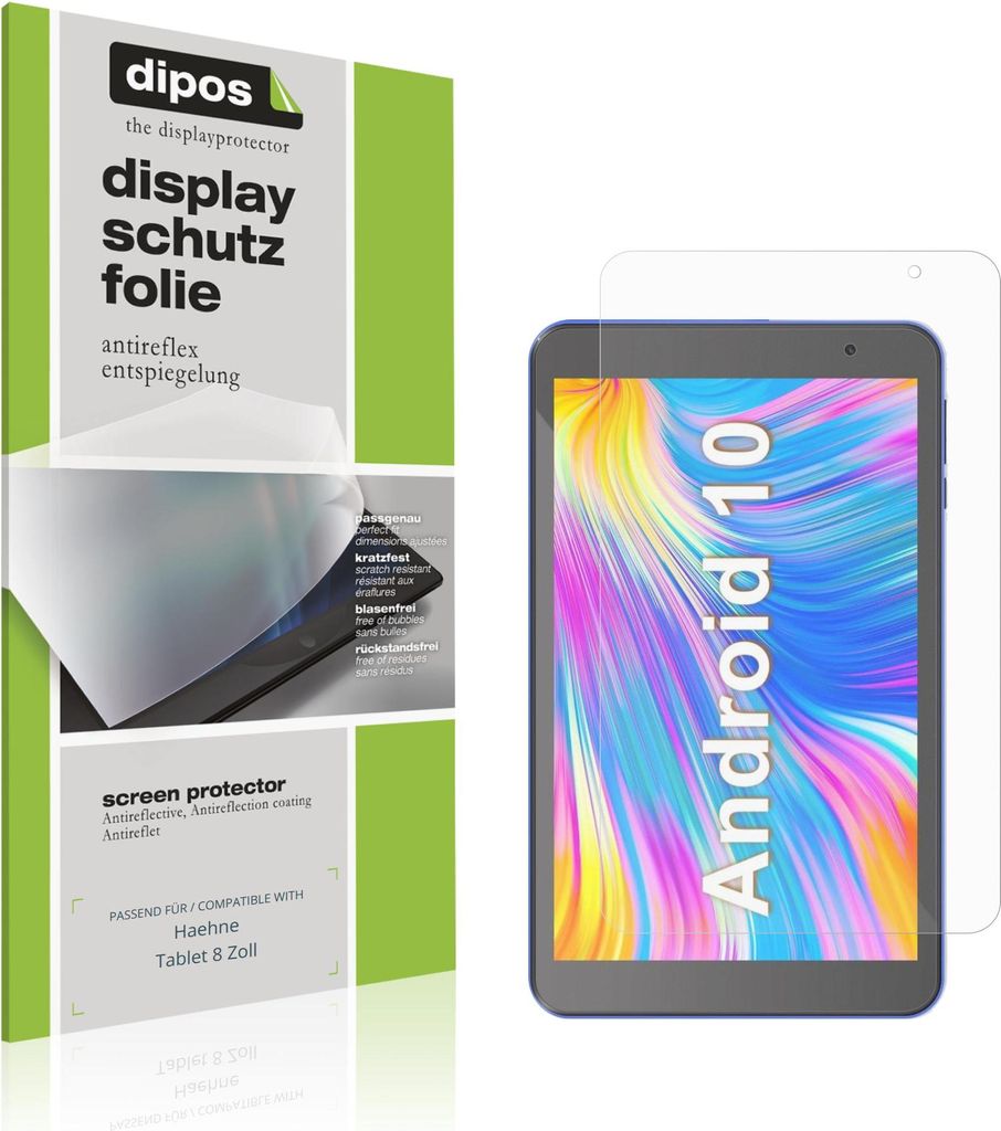 2x Schutzfolie für Haehne Tablet 8 Zoll matt Displayschutzfolie Folie Display Schutz dipos