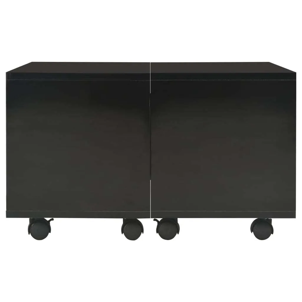 Table basse brillante noire 60 cm bois composite robuste et durable
