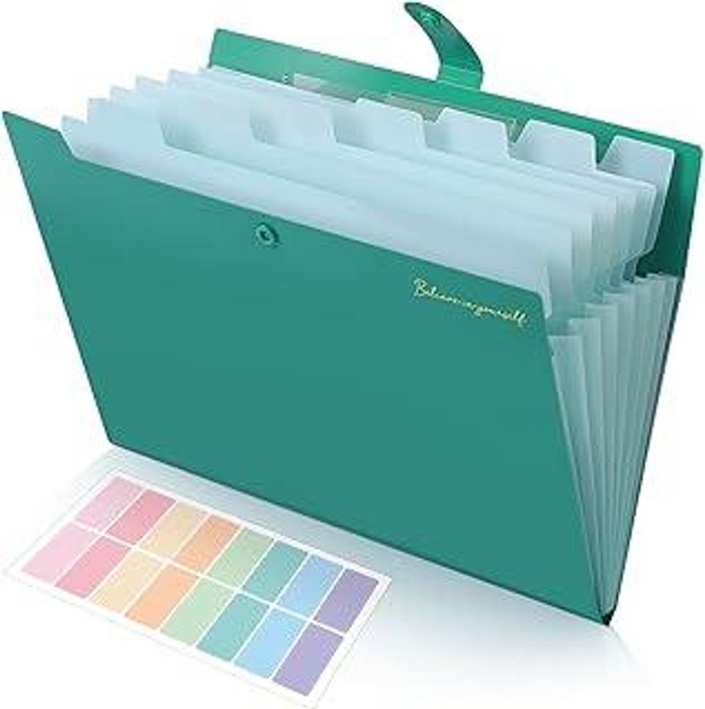 SKYDUE Dokumentenmappe A4, Fächermappe Mit Mit 8 Fächern, Ordner Mit Innentasche, Aktenordner/Folder/Ordnungsmappe Für Schule, Büro, Studium & ...