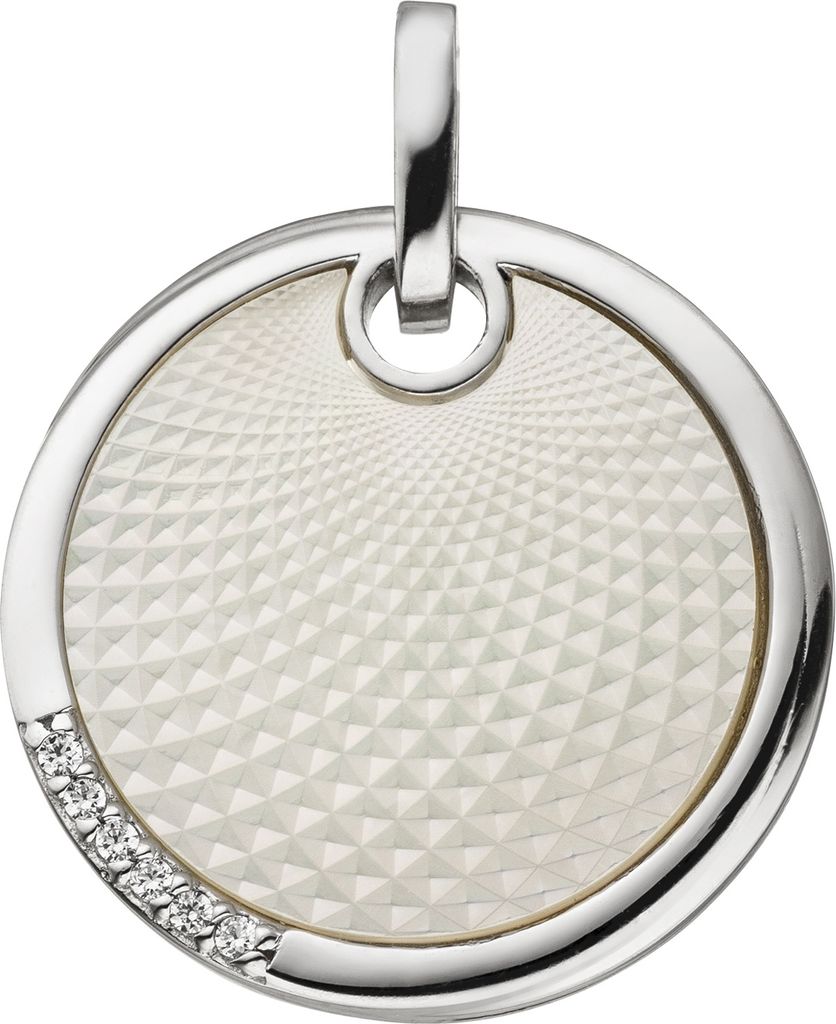 Anhänger 925 Sterling Silber 6 Zirkonia 1 Perlmutt Einlage Produktbild 