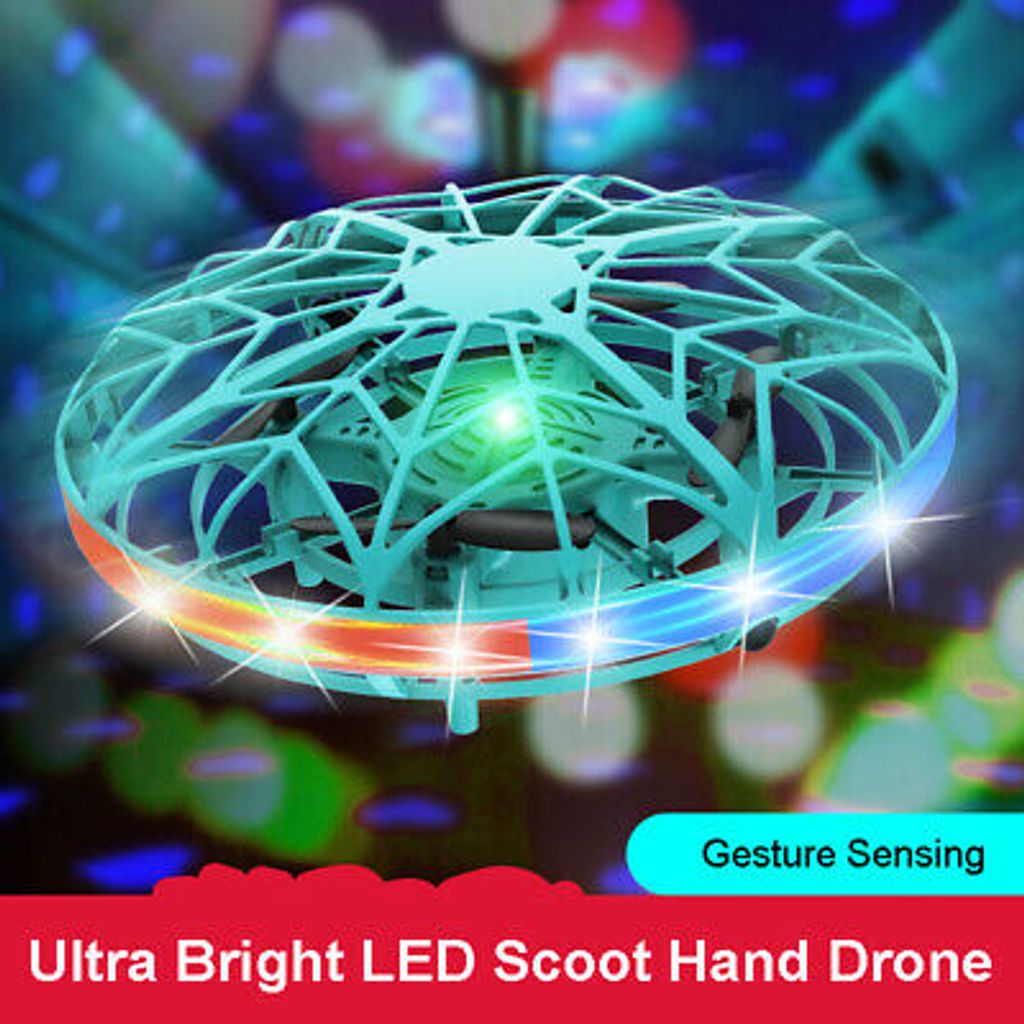 Top 2 x LED UFO Propeller Hubschrauber mit Licht 3 LED Farben Flugzeug Spielzeug 