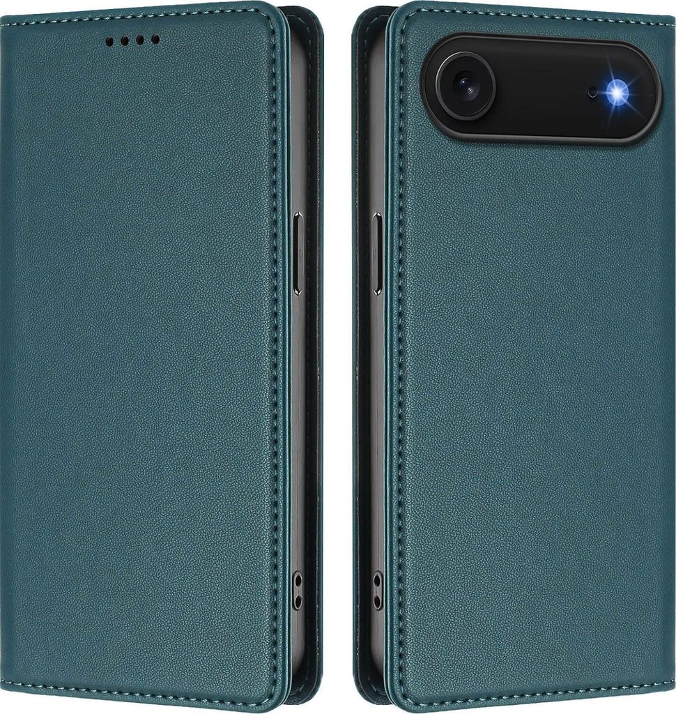 Handyhülle für iPhone Air, Kunstleder Klapphülle Stoßfeste Magnetische Hülle mit Ständer Grün