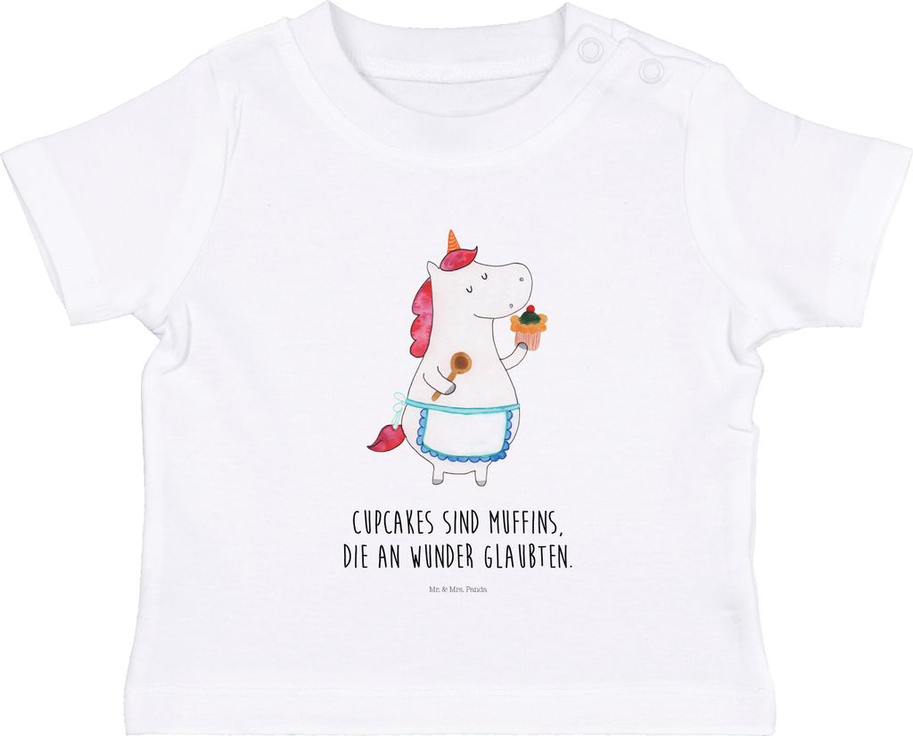 Mr. & Mrs. Panda Babyshirt Einhorn Küche 12. - 18. Monat - Weiß - Geschenk, Baby Kurzarmshirt, Unicorn, Kinder Top, T-Shirt, Kleinkind, Motivatio...