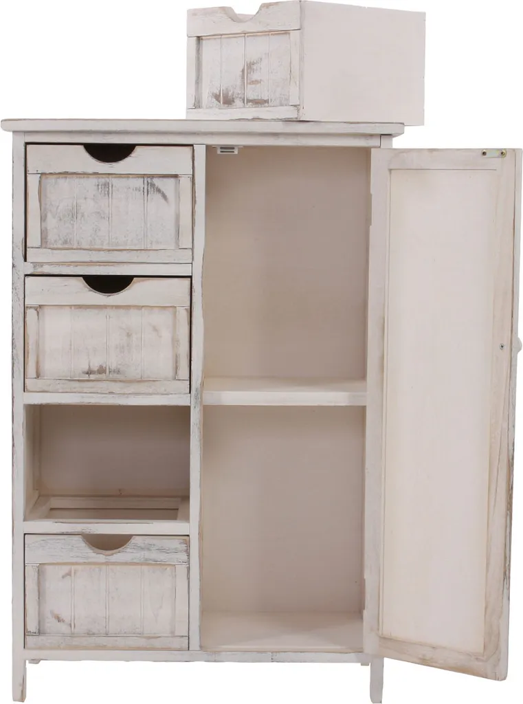 Commode de rangement pour petite chambre ou entrée - Blanc Vintage