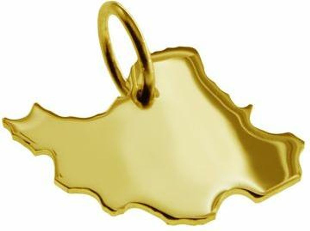 Anhänger der Landkarte Iran in massiv 585 Gelbgold