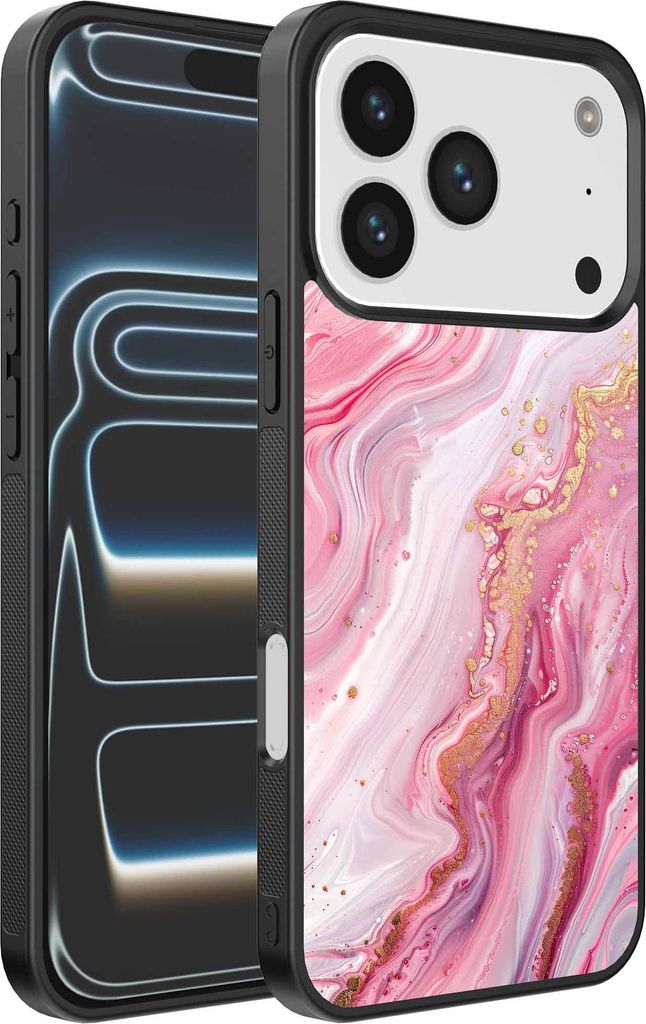 Geeignet für iPhone 17 Pro Telefon Fall mit Marmor-Druck - TPU zurück Abdeckung Fall Marmor-Design - Pink - Smartphonica