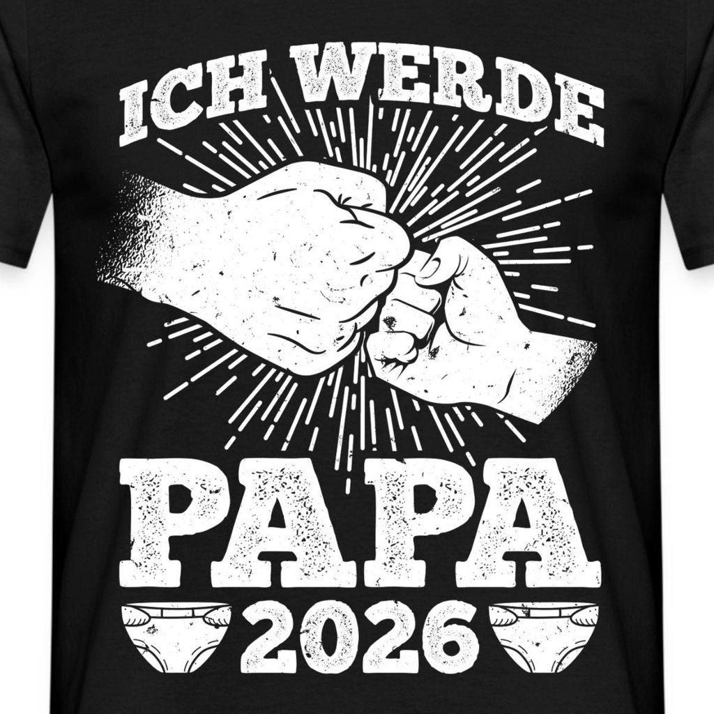 Spreadshirt Ich Werde Papa 2026 Überraschung Für Werdende Väter Männer T-Shirt, M, Schwarz