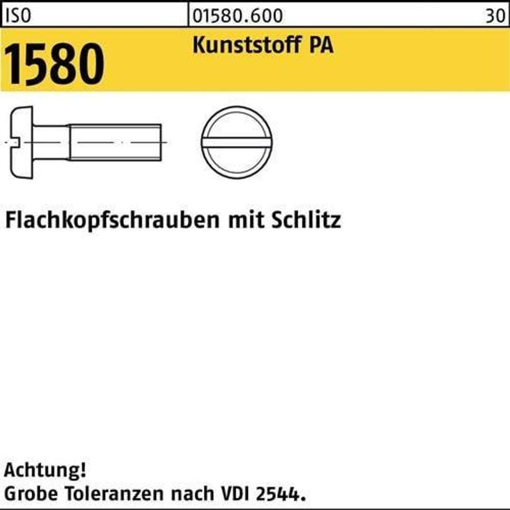 Reyher Flachkopfschrauben ISO 1580 Kunstst. M 4x6 PA (200 Stück)