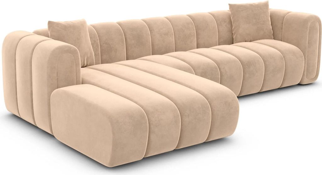 Samtstoff L-Form Sofa Amoria Beige Links