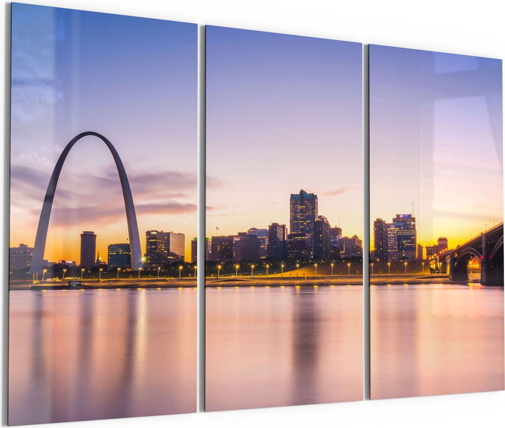 DEQORI Glasbilder Acryl 3x50x100 cm 'Gateway Arch in St. Louis' Wandbilder XXL groß