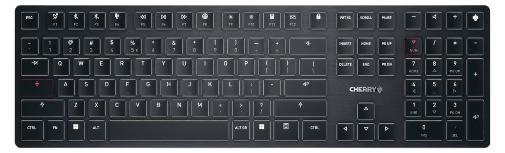 Cherry KW X ULP - Verkabelt & Kabellos - USB + RF Wireless + Bluetooth - Mechanischer Switch - QWERTY - L