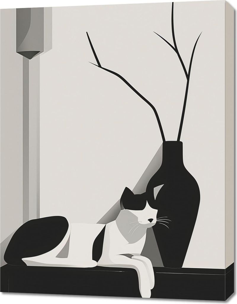 Bild 70x90cm Katze in Grautönen