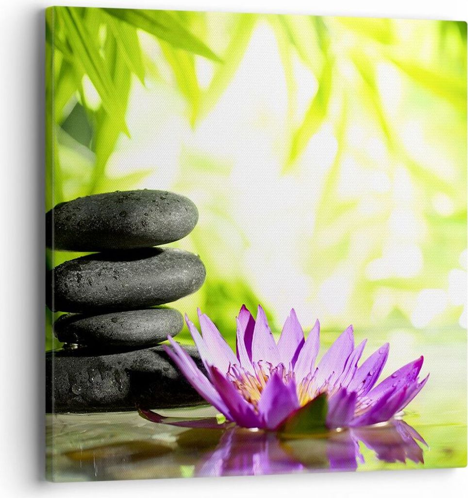 Bild auf Leinwand - Leinwandbild - Spa bambus blume wasser - 40x40cm - Wand Bild - Wanddeko - Leinwanddruck - Bilder - Kunstdruck - Wanddekoration ...