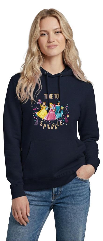 Belle, Aurora & Jasmin Time To Sparkle Damen Hoodie, M, Navy