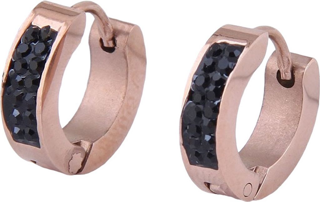 Zanett Ohrringe - Elegante runde Ohrringe in Gold, Rosa und Schwarz KP21029