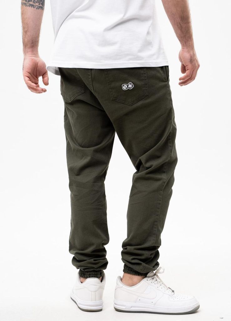 Lucky Dice Herren Jogginghose mit Kordelzug aus olivem Stoff Khaki M