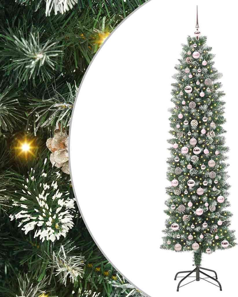 "SALE 2026" Künstlicher schlanker Weihnachtsbaum Grün und Weiß 210 cm - Künstliche Weihnachtsbäume DE1376540