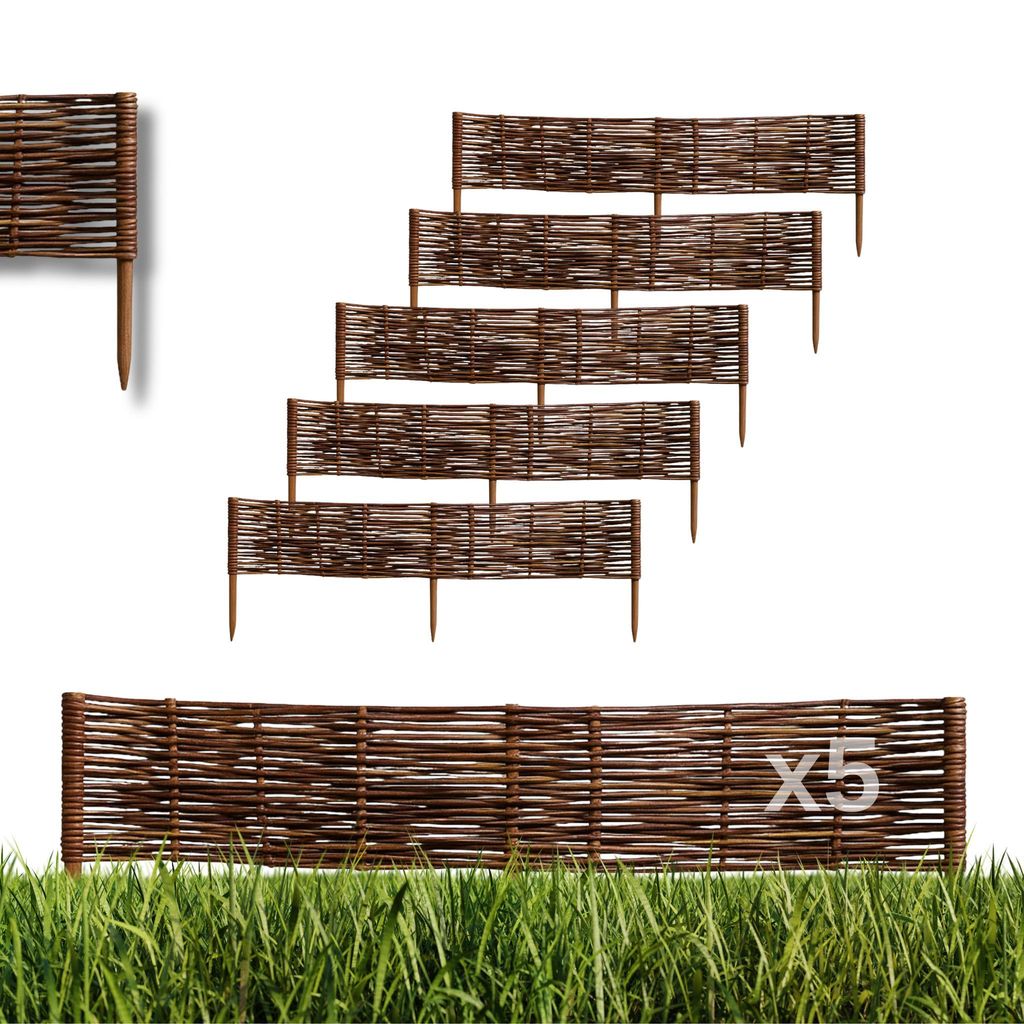 WikliBOX | Set di 5 bordure per aiuole in vimini 100 x 20 Immagine del prodotto 