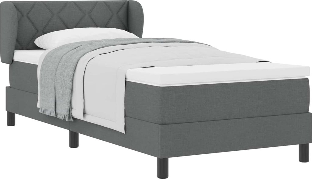 vidaXL Boxspringbett mit Matratze Dunkelgrau 100 x 200 cm Stoff