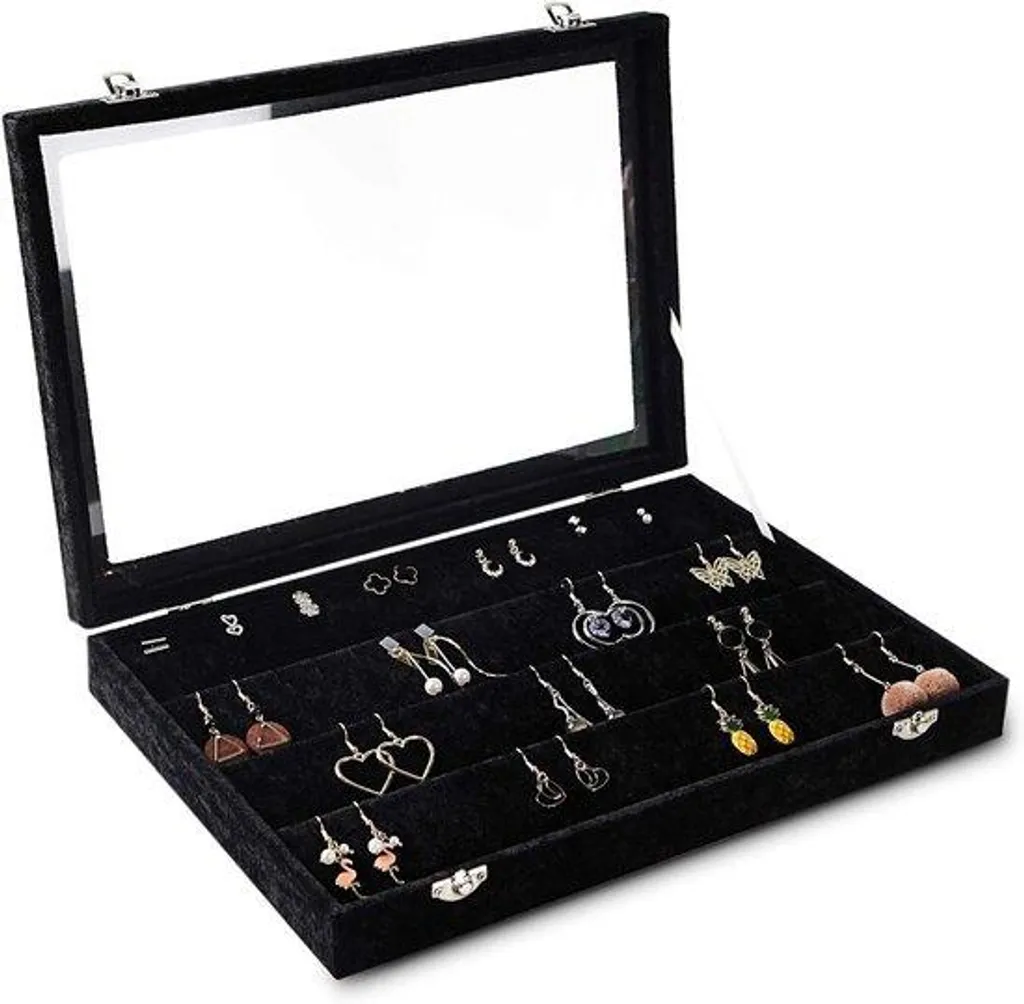 Boîte à bijoux anti-poussière 64 cases pour éviter les pertes