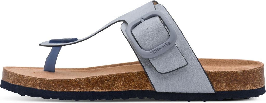 Tamaris Damen Pantolette Zehentrenner mit Tieffußbett vegan 1-27400-46, Größe:37 EU, Farbe:Blau