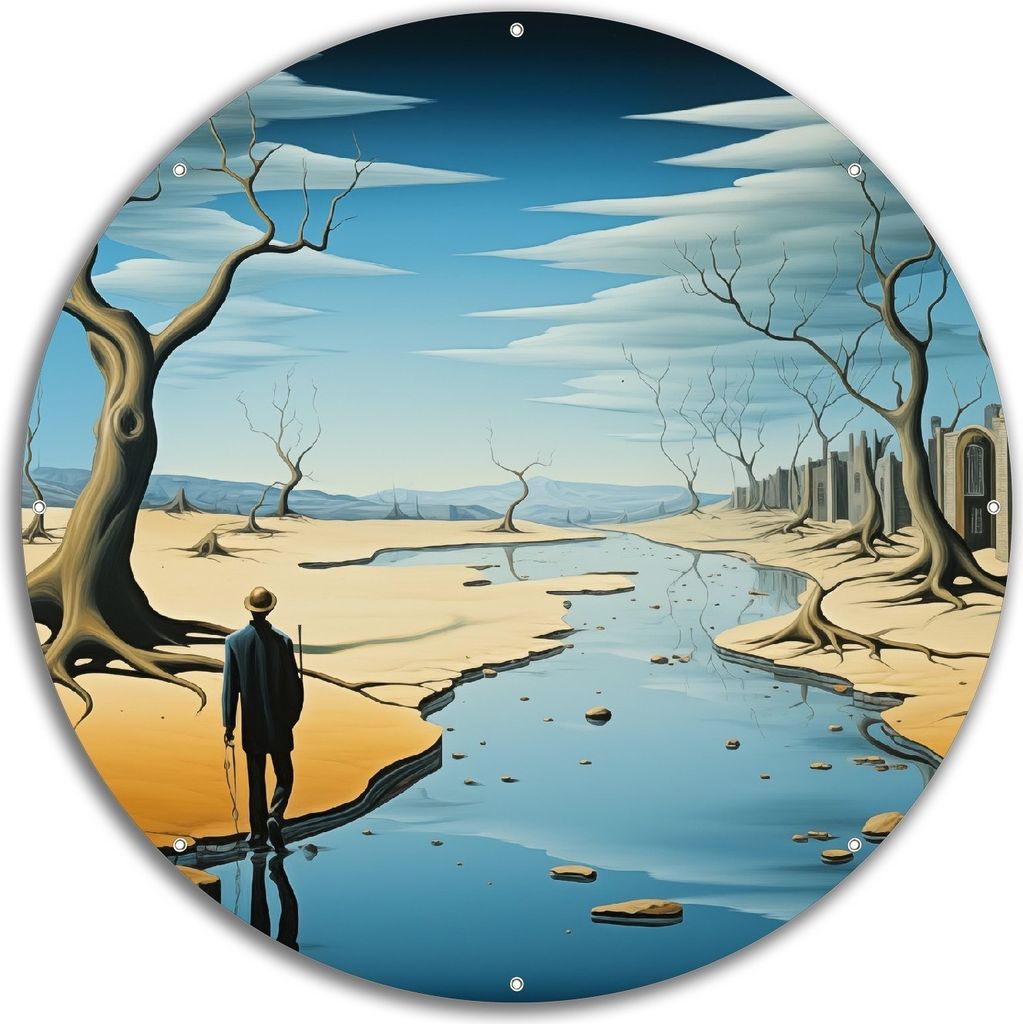 Wallario rundes Outdoor-Poster für Garten oder Balkon, Motiv Fluss der Zeit, 60 cm Durchmesser