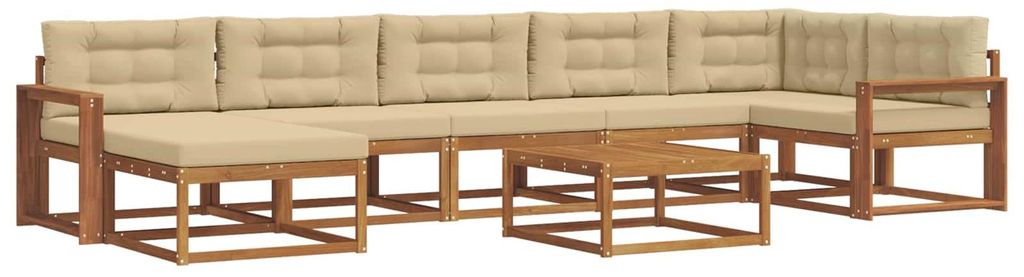 (Robust Möbel)Outdoor-Sofa garnitur moderne - Balkonmöbel/Gartenlounge-Set - robust und langlebig - mit Kissen 8 pcs Natur und Beige - Gartensofa...