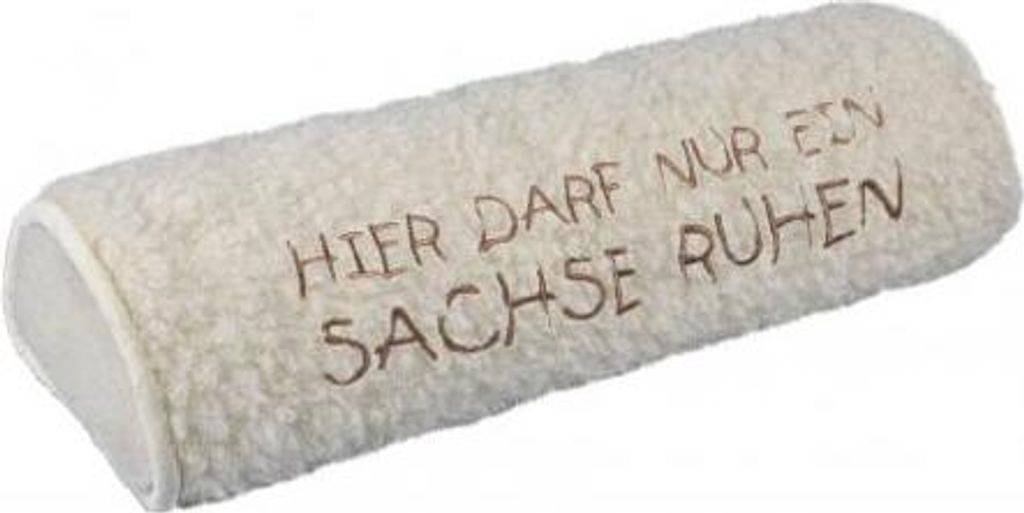 Nackenrolle mit Einstickung - Hier darf nur ein Sache ruhen - Gr. ca. 42 x 16,5 x 9,5 cm - 30088 beige