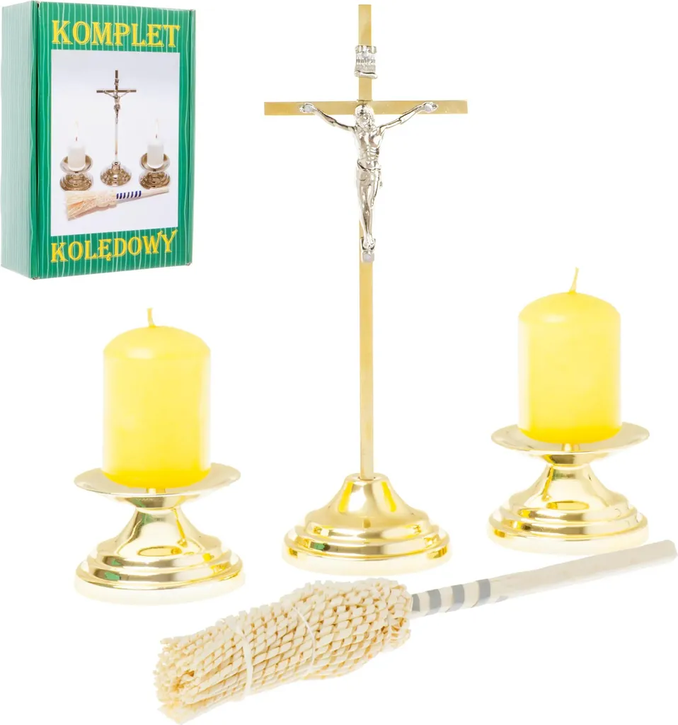 Set de Noël Chants Dorés avec Décor Croix et Chandelier 20 cm