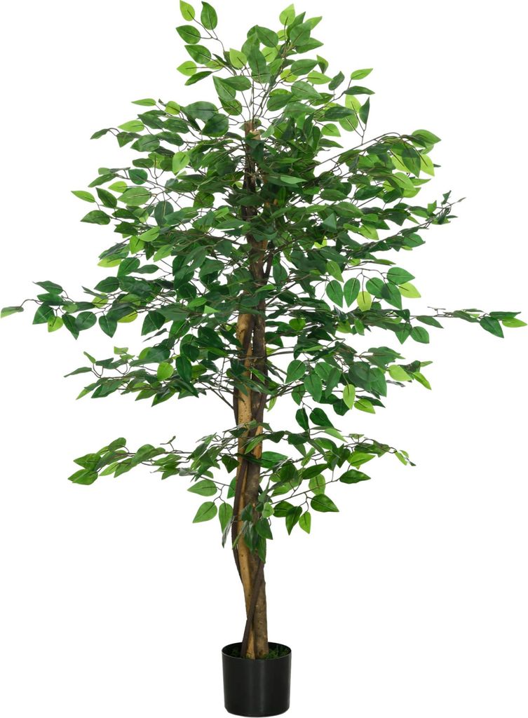 Ficusbaum Kunstpflanze, naturgetreu, 150 cm hoch, mit Topf, Grün