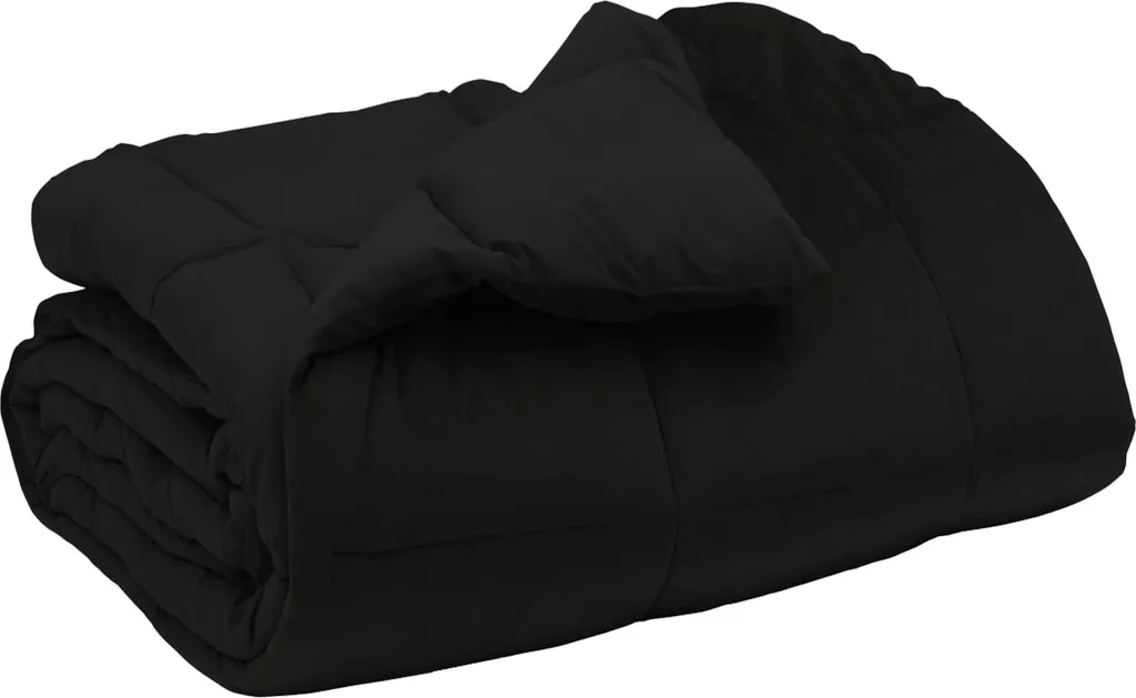 Piumone vidaXL Invernale 155x220 cm Microfibra 450gsm Nero | Alta Densità
