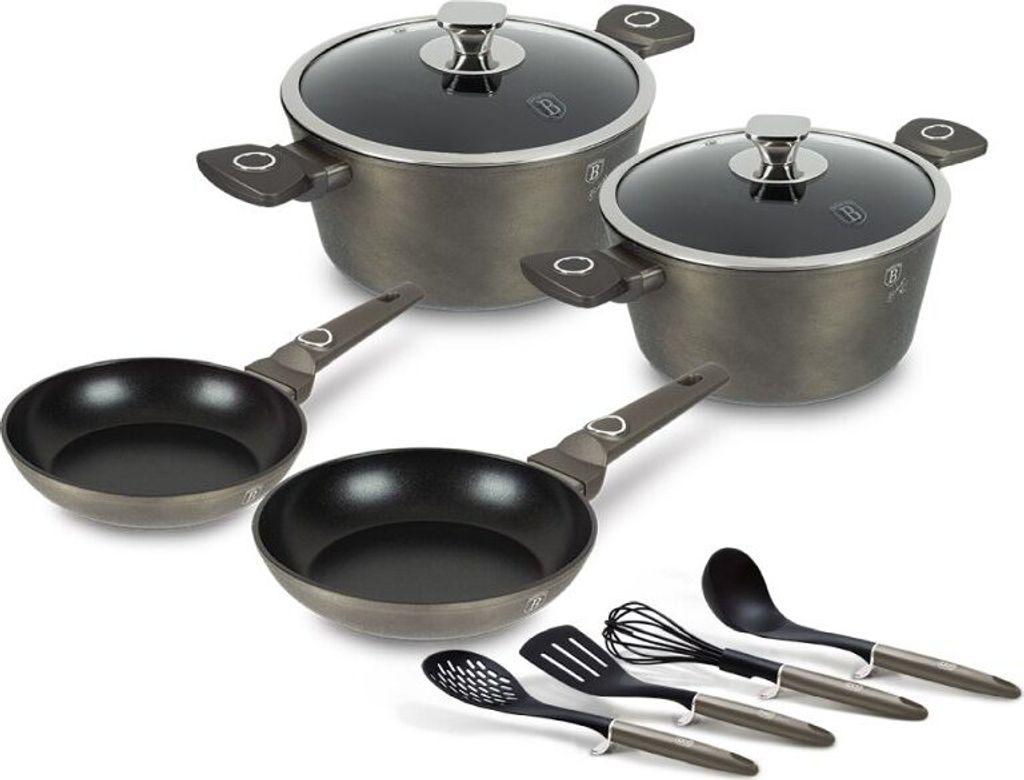 BERLINGERHAUS Geschirrset mit Titanoberfläche 10-tlg. Crystal Collection BH-7166