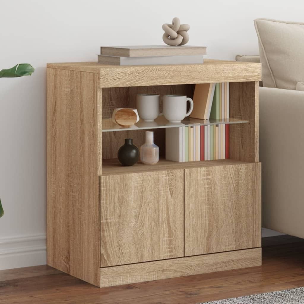 Cloris DesignMöbel Sideboard mit LED-Leuchten Sonoma-Eiche 60x37x67 cm , Kommoden 2024 Neu