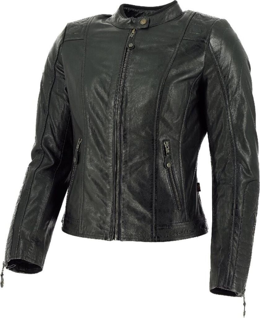 Richa Lausanne Damen Motorrad Lederjacke, schwarz, 38