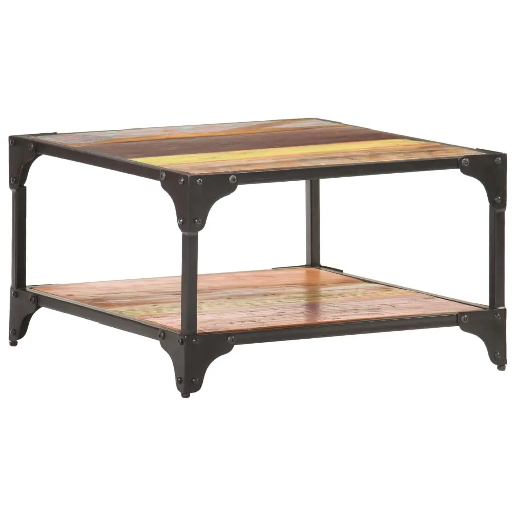 Tavolino 60x60x35 cm in Legno Massiccio Antico - Arredo Rustico Vivo