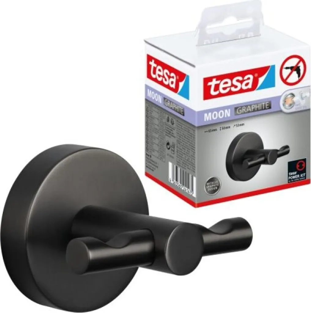 Appendino tesa MOON 40594 Grafite PVD: Gancio Bagno Professionale Adesivo