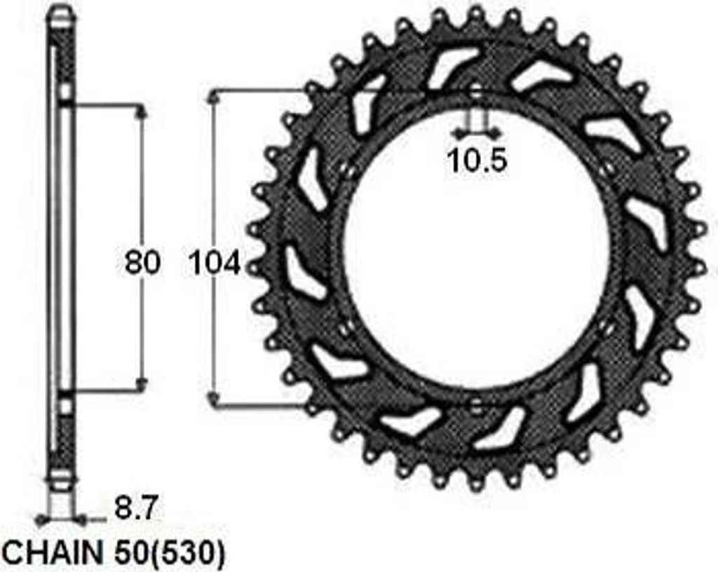 SUNSTAR Kettenrad 1-5353-45 Hinten Stahl
