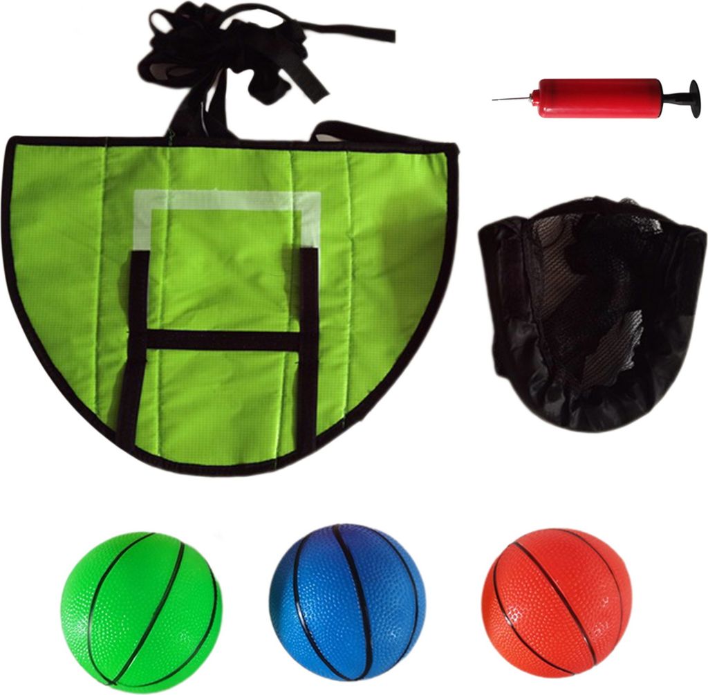 1 Set Trampolin-Basketballkorb mit 3 Minibällen, Rückwand und Pumpe, wetterfest, einfach zu montieren, Kinder-Sport-Unterhaltung, Trampolin-Zubeh...