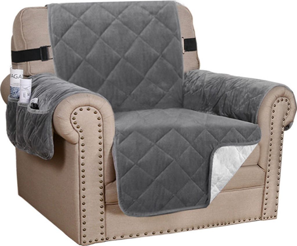(1 Seater, Grau) Sofabezug Gesteppter dicker Produktbild 