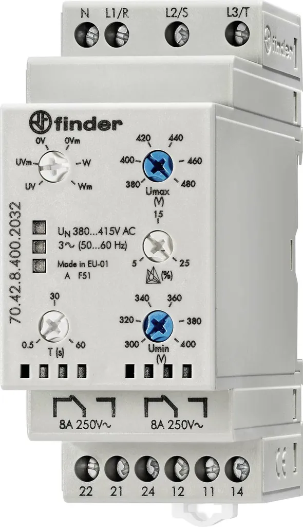 Relais Finder 70.42.8.400.2032 surveillance triphasée 380-415V