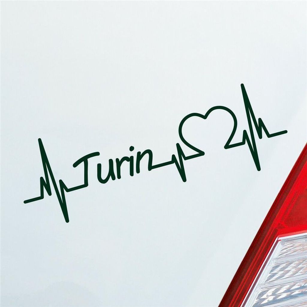 Auto Aufkleber Turin Herz Herzschlag 19x6 cm Dunkelgrün Produktbild 