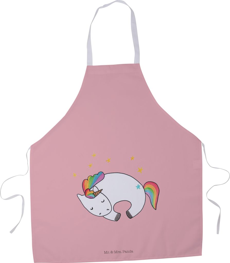 Mr. & Mrs. Panda Schürze Einhorn Nacht - Rot Pastell - Geschenk, Kochkleidung, Küchenschürze, Grillschürze, Menschen, Freundin, Unicorn, Traum,...