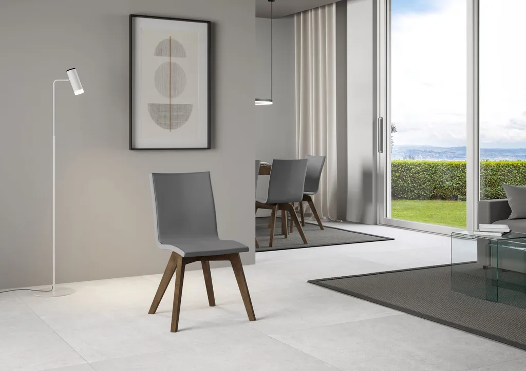 Chaise de bureau ou salon Trudy en noyer et gris pour intérieur chic